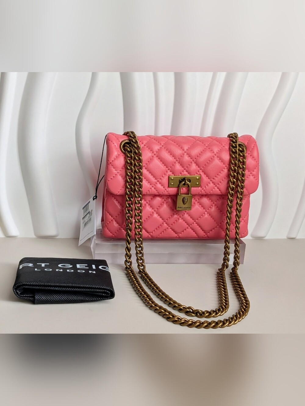 Quilted Pink Chain Shoulder Bag by